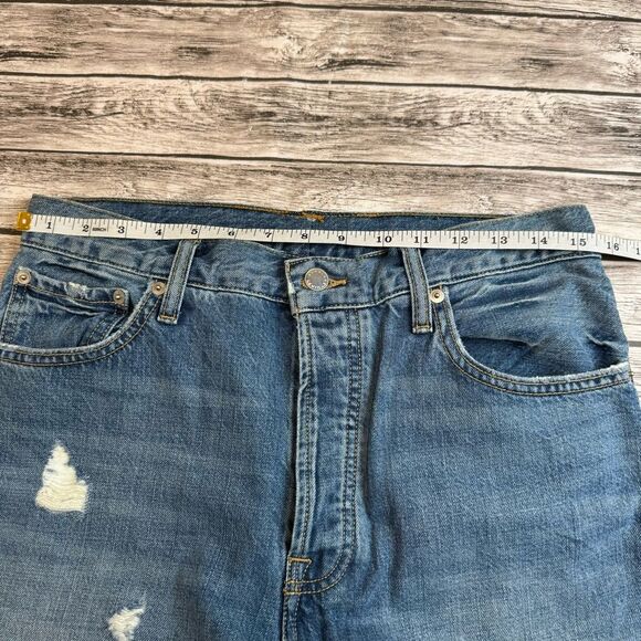 Everlane Women's Distressed Ripped Straight Leg Button Fly Tapered Jeans 31 Blue - Picture 11 of 13